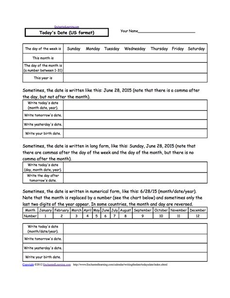 Writing a Date (US format) - EnchantedLearning.com