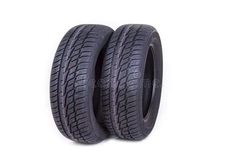 Brand New Winter Tire Isolated on White. Stock Photo - Image of ...