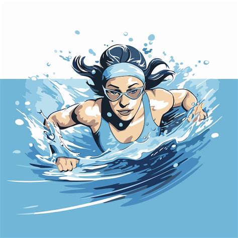 Premium Vector Vector Illustration Of A Woman Swimming In The Sea