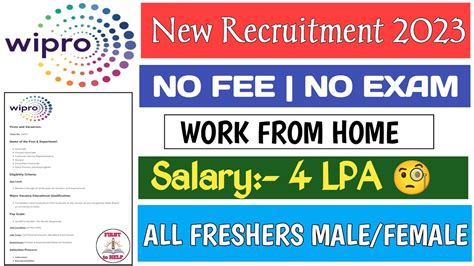 Wipro New Vacancy Wipro Work From Home Job Wipro Job For