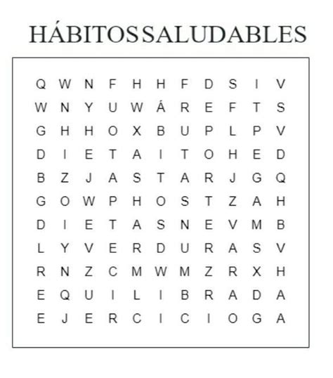 Ayudenme a resolver esta sopa de letras sobre hábitos saludables