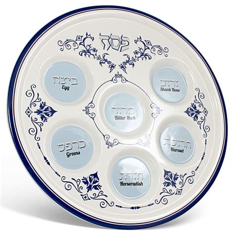 Snapklik Elegant Ceramic Passover Seder Plate Floral Renaissance