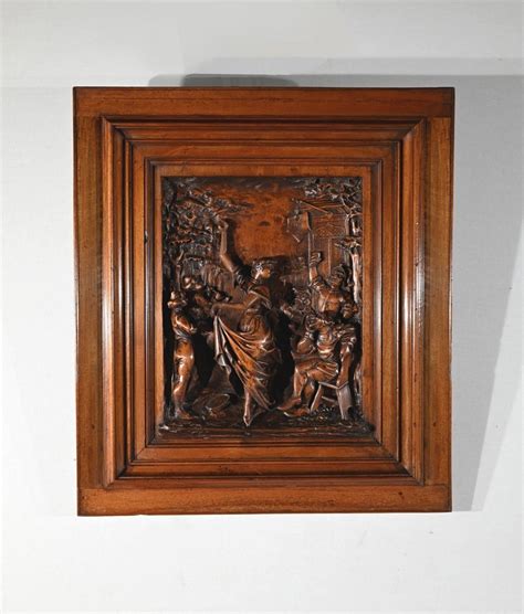 Tableau Sculpté en Noyer Massif Fin XIXe Antiquités Lecomte