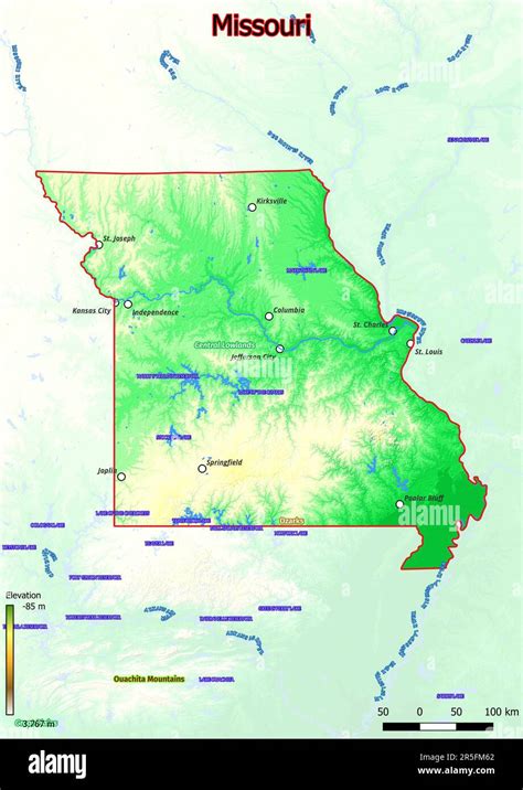 Physical Map Of Missouri Ricca Chloette