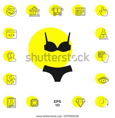 Set Lingerie Swimsuit Twopiece Bikini Silhouette Stock Vector Royalty Free