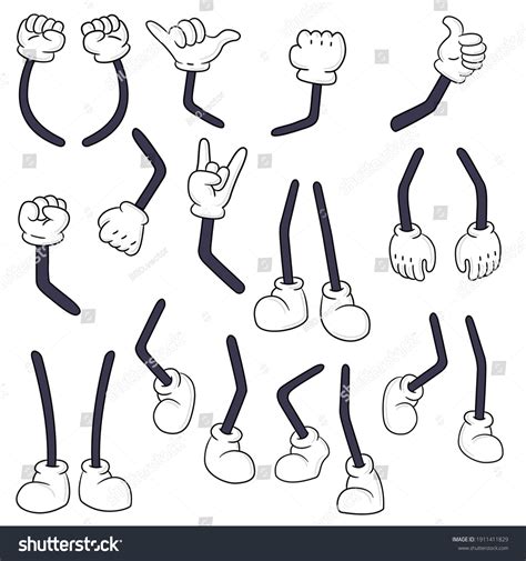 Comical Hands Legs Collection Funny Cartoon Stock Vector (Royalty Free ...