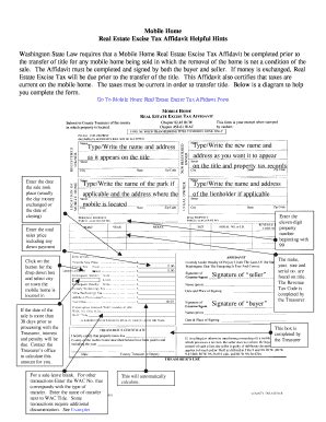 Fillable Online Real Estate Excise Tax Affidavit Helpful Hints Fax