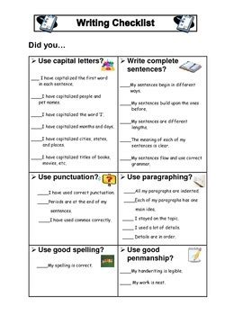 Writing Checklist grade 2-3 by Meredith Rankine | TPT