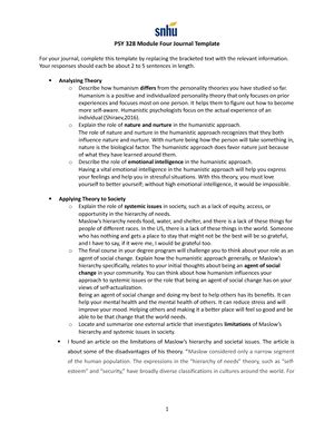 PSY 328 Module Five Activity Template PSY 328 Module Five Activity