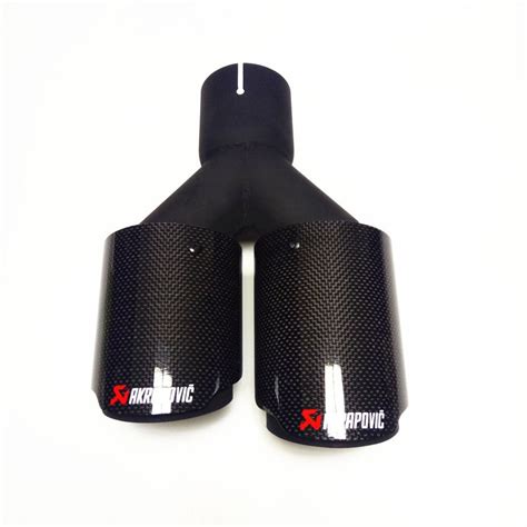 Universal Akrapovic Dual Exhaust Tips Carbon Fiber Black