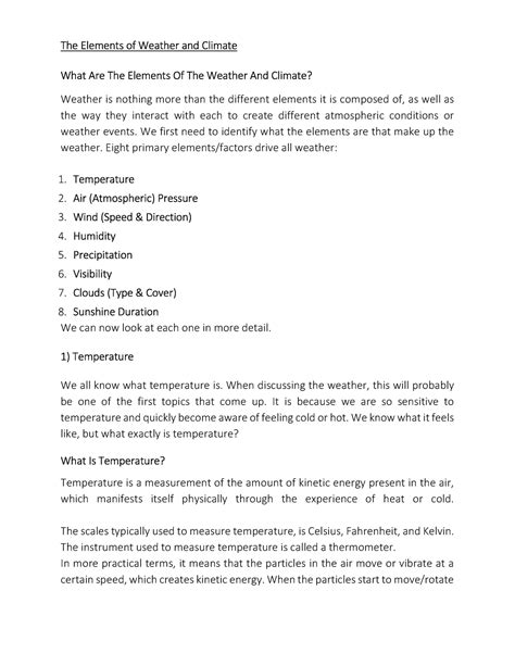 Elements Of Weather And Climate The Elements Of Weather And Climate