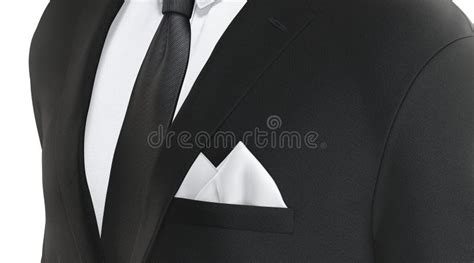 Blank White Folded Pocket Square Classic Suit Mockup Side View, Stock Illustration ...