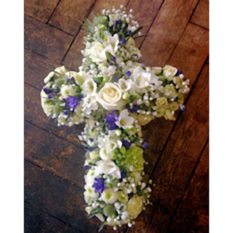 White And Purple Cross Order Funeral Flowers Online