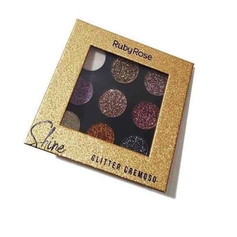 Paleta De Sombras Shine Glitter Cremoso Cores Ruby Rose Paleta De