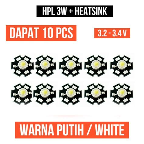 Jual Lampu HPL 3W Putih Heatsink High Power LED White 10 Pcs 10Pcs