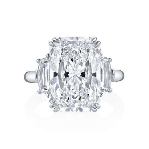 Platinum Radiant Cut Three-Stone Diamond Ring - BRRNG00049