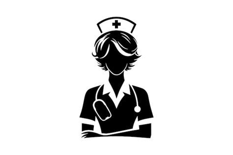 Nurse silhouette illustration Medical assistant female woman medic ...