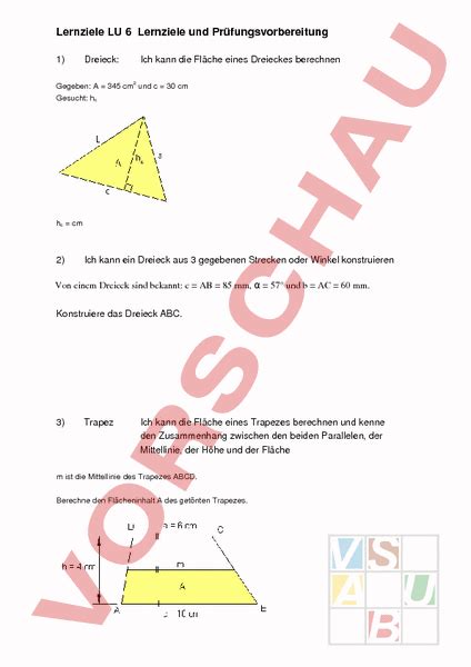 Arbeitsblatt Lu Geometrie Gemischte Themen