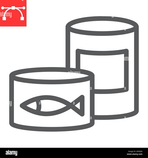 Canned Food Line Icon Tin Can And Container Canned Fish Sign Vector