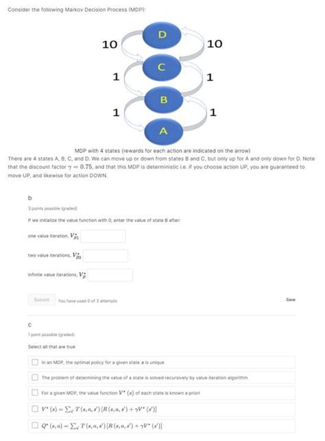 Solved Consider The Following Markov Decision Process MDP Chegg