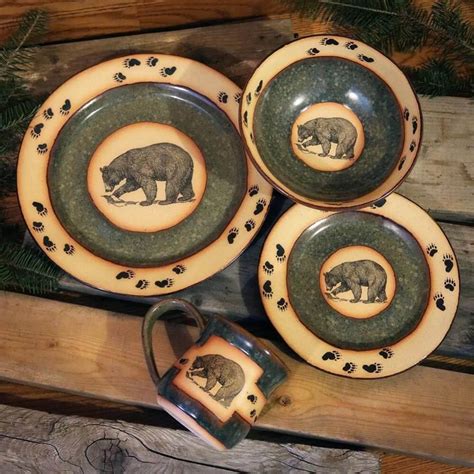 Forest Bear Pottery Dinnerware Everything Log Homes Bear Dinnerware