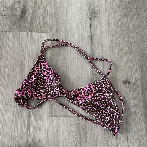 Pink Leopard Bikini Top Size L Leopard Depop