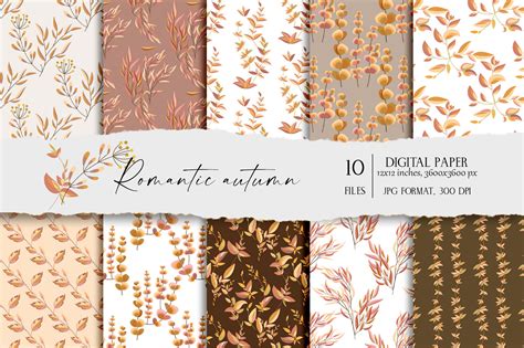 Romantic Autumn Patterns By Vasmila Design Thehungryjpeg