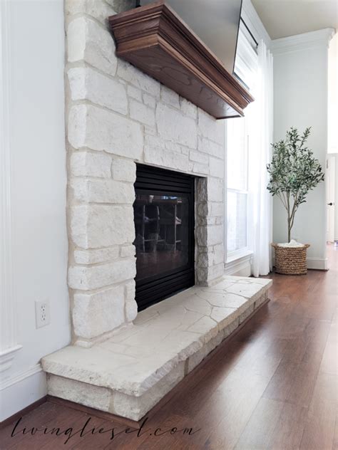 Painted White Stone Fireplace