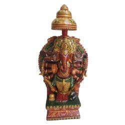 Sng Multicolor Shrinath Art Gallery Wooden Painted Panchmukhi Ganesh At