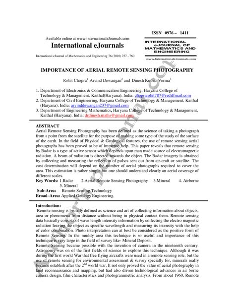 (PDF) IMPORTANCE OF AERIAL REMOTE SENSING PHOTOGRAPHY