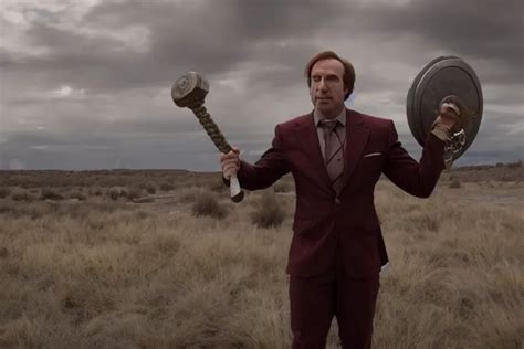 Saul Goodman Wearing Thor S Outfit Holding Mjolnir Stable Diffusion