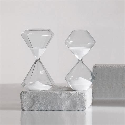 Si Time Shaped Glass Hourglass White Sand 30 Minutes Diamond Shaped Time By Seletti