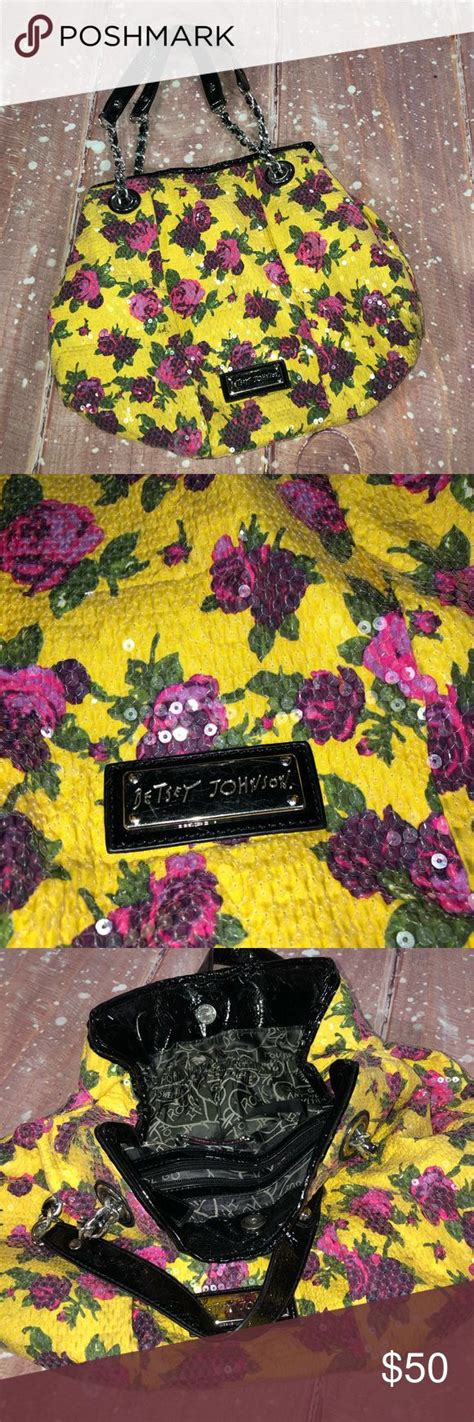 Betsey Johnson Yellow Floral Sequin Purse Betsey Johnson Betsey Betsey Johnson Bags