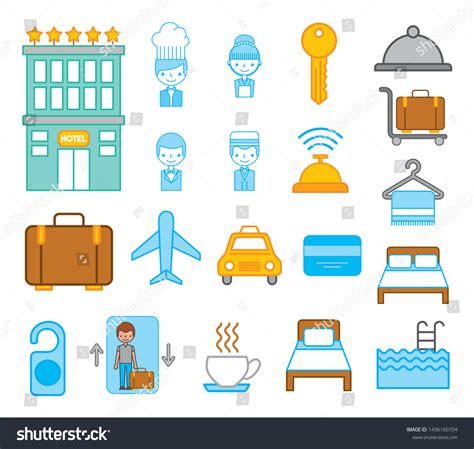 Bundle Hotel Service Icons Vector Illustration Stock Vector Royalty