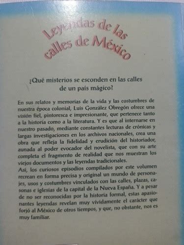 Luis González Obregón Leyendas De Las Calles De México Meses sin