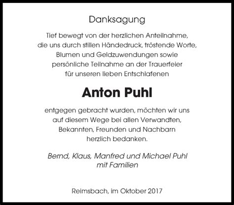 Traueranzeigen Von Anton Puhl Saarbruecker Zeitungtrauerde