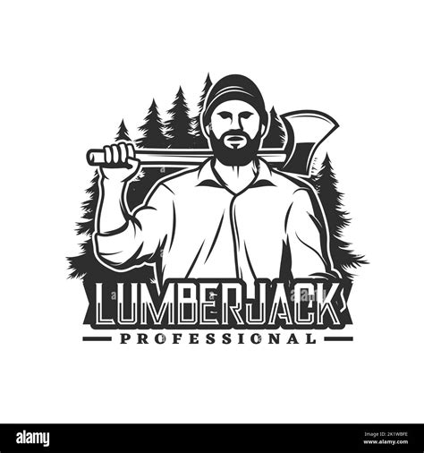 Lumberjack Icon Forestry Logging And Timber Trade Industry Monochrome