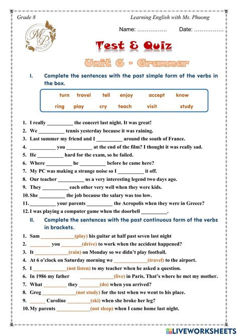 English Grammar Worksheets