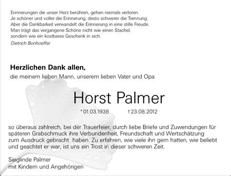 Traueranzeigen Von Horst Palmer ZVW Trauer