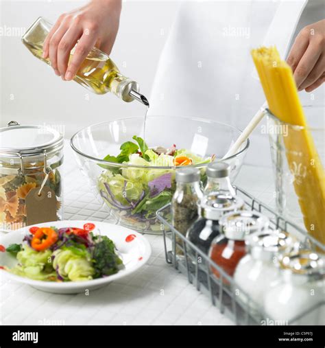 A Person Making Salads Stock Photo Alamy