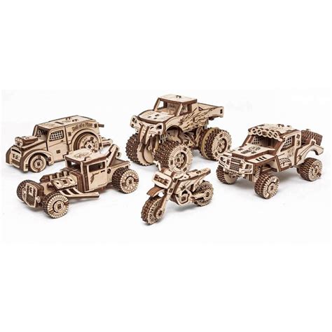 EWA ECO-WOOD-ART Деревянный конструктор 3D Набор машинок 5 в 1 купить ...