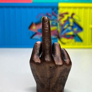 Bronze Middle Finger Fuck You Off Sign Hand Figurine Etsy