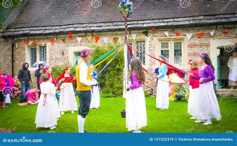 Traditional English Dance During A Medieval Fair In Milton Abbas, UK ...