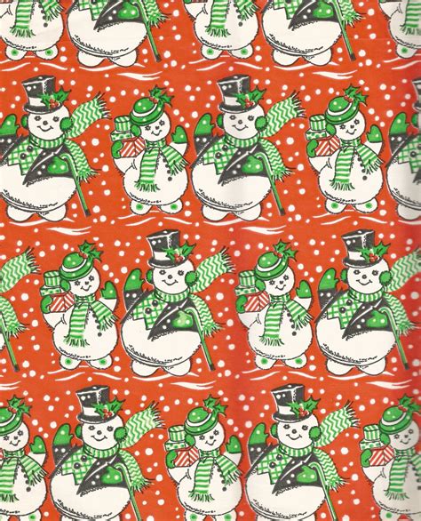 Vintage Christmas Snowman Wrapping Paper Digital Download Etsy