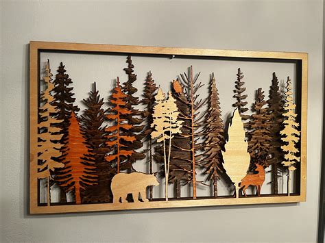 Layered Forest Design For Laser Cutting 2 Separate Designs 4 Etsy