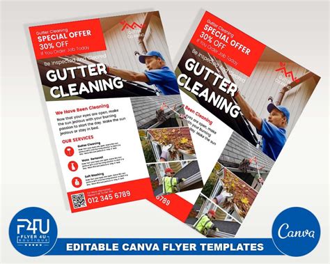 Gutter Cleaning Flyer, DIY Canva Gutter Cleaning Flyer Template 2022, Editable Canva US Letter ...