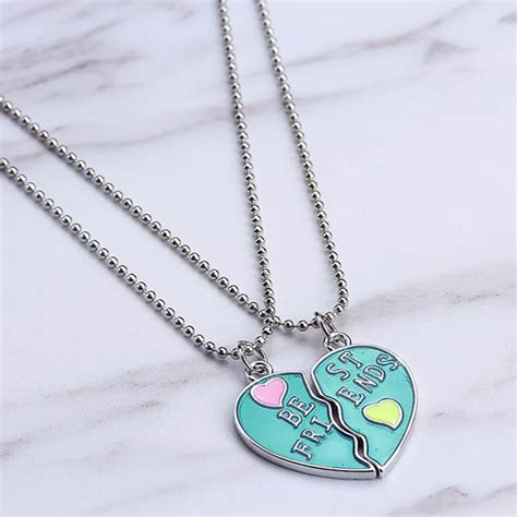 Best Friends Bff Necklaces For 2 Heart Candy Color Bestfriend Necklace