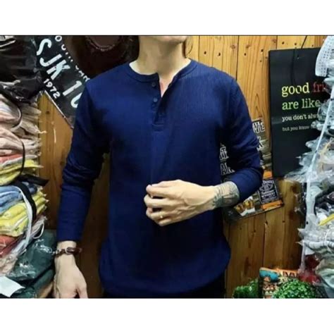 Jual Kaos Polos Premium Model Kancing Lengan Panjang Kaos Polos