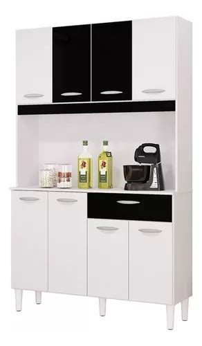 Cozinha Compacta Cassia 8 Portas 1 Gaveta Branco Preto MercadoLivre