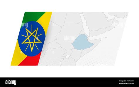 Ethiopia Map In Modern Style With Flag Of Ethiopia On Left Side Vector